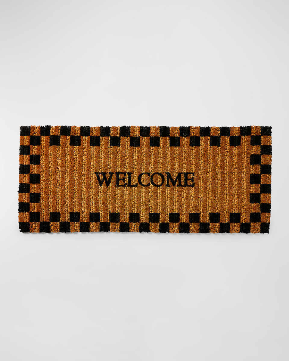 Welcome Checked Double Door Entrance Mat, 2' x 5'